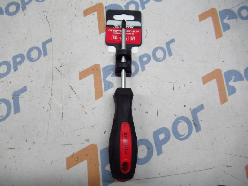 Отвертка Anti-Slip, PH2х100 мм, CrV, двухкомпонентная рукоятка Matrix 12248 