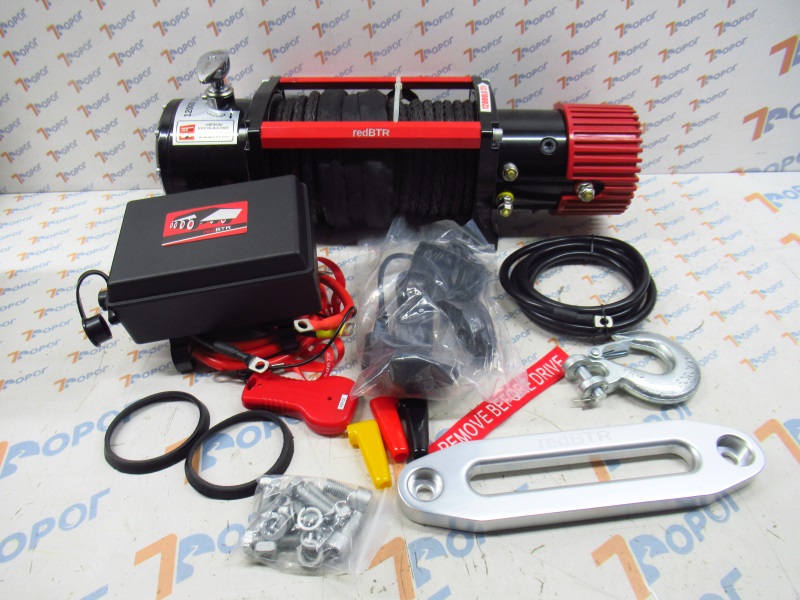 Лебедка RedBTR серия HUNTER 12000 lbs, 12v, 5448 кг, 265:1, пульт ДУ, трос синтетика 981200 