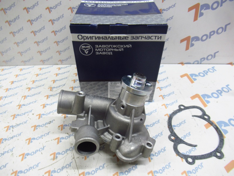 Насос водяной (помпа) ЗМЗ 4062, 4052, 409 с ГУР с прокладкой (KNG-1307010-52)