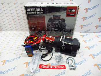 Лебедка RedBTR серия QUATTRO CRAZY 3000 lbs, 12V (ATV), 1360 кг, 153:1,трос синт., пульт ДУ, 913010_